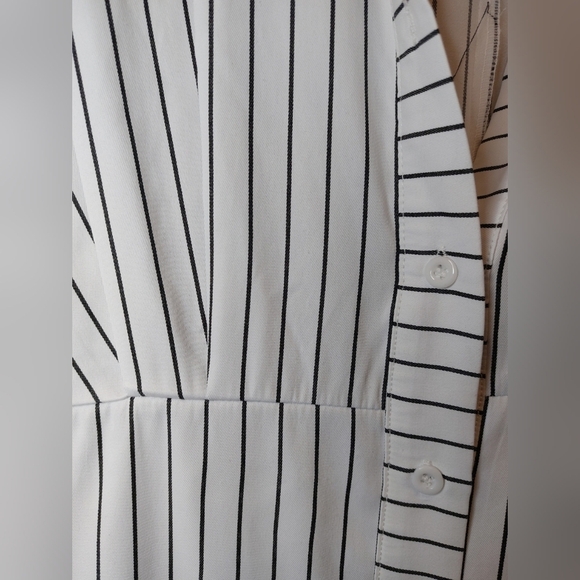 Pinstripe Shirt Dress Size Medium Long Sleeve Button Up Career Preppy Office - Picture 4 of 11